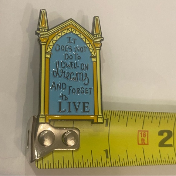 Dwell on Dream Forget to Live Enamel Pin Harry Potter Dumbledore Mirror Quote - Picture 3 of 8